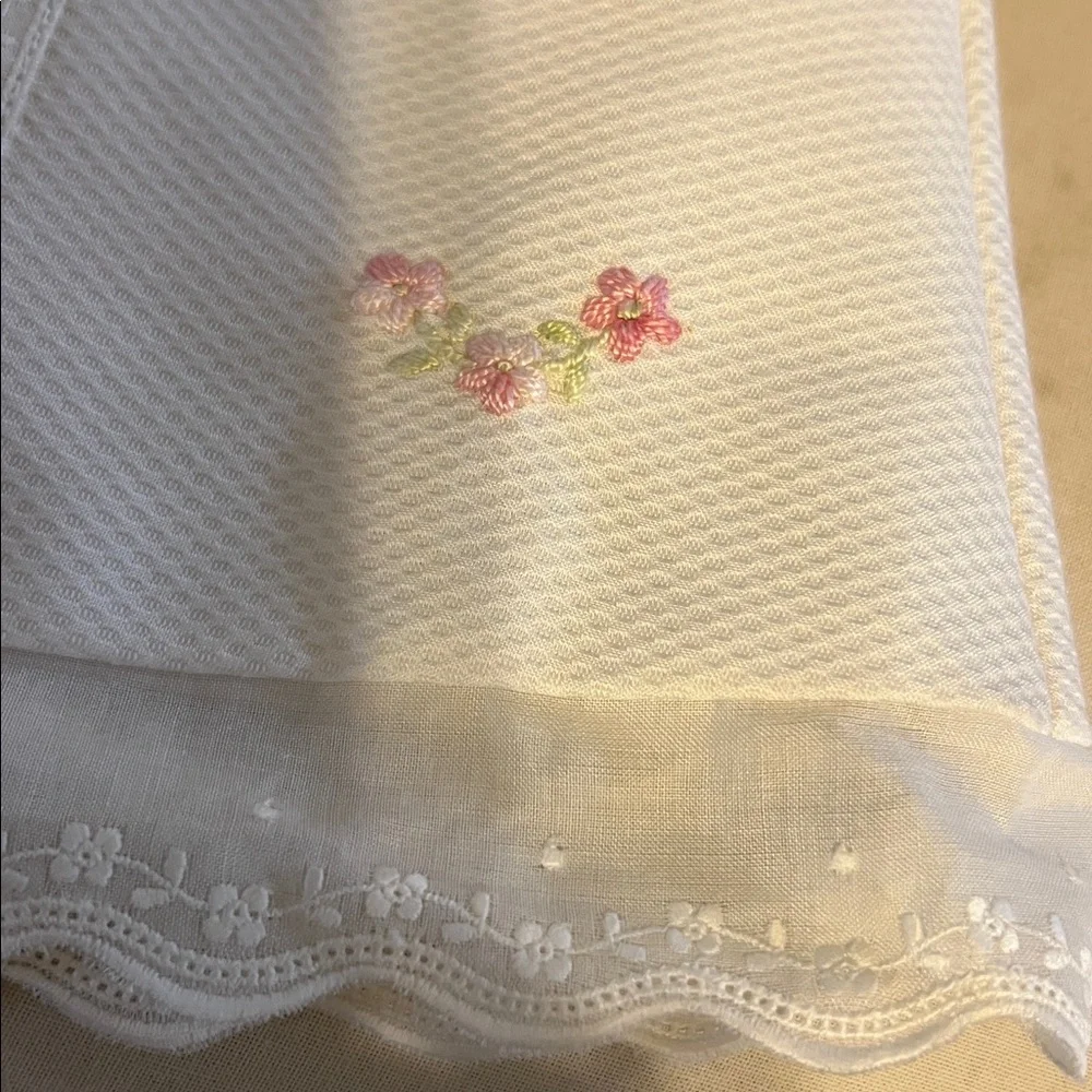 Luli & Me Timeless A Line white pique dress w/pink embroidery and bows size 6M - Picture 9 of 11